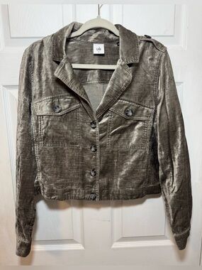 Cabi Sunday Topper Jacket Platinum Velvet Velour Moto Metallic Glam Women’s M